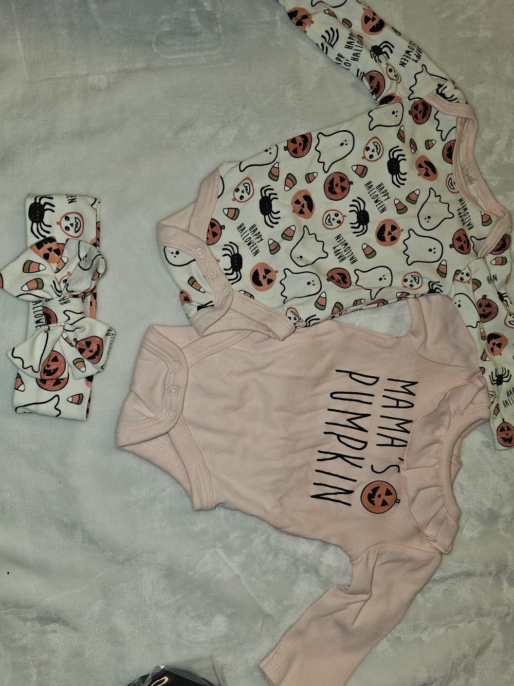 Pink Halloween Baby Bodysuit Set - Mama's Pumpkin Style